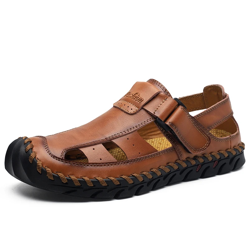 

Fashion flat leather upper men 2020 summer sandals