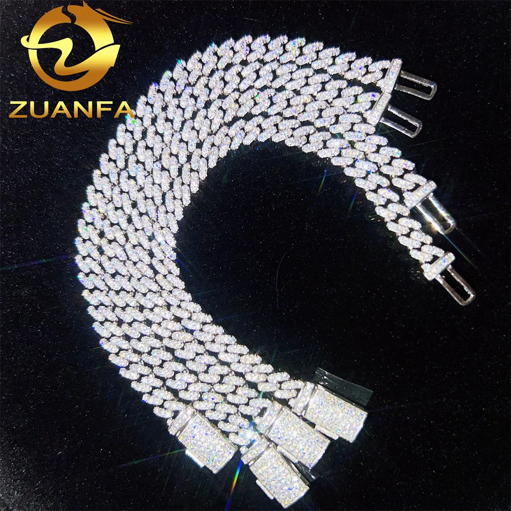 

Wholesale price pass diamond tester 6mm 8mm 925 sterling silver one row diamond vvs moissanite cuban link bracelet
