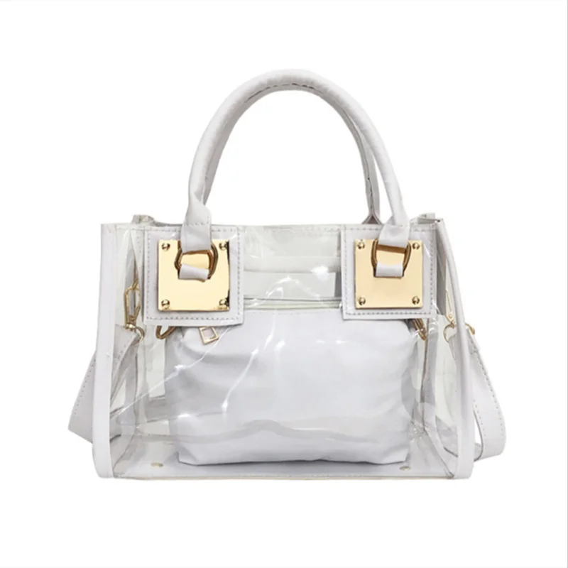 

Fashion Clear 2 in1 Beach PVC Jelly Crossbody Bag Tote Handbags for Ladies Women