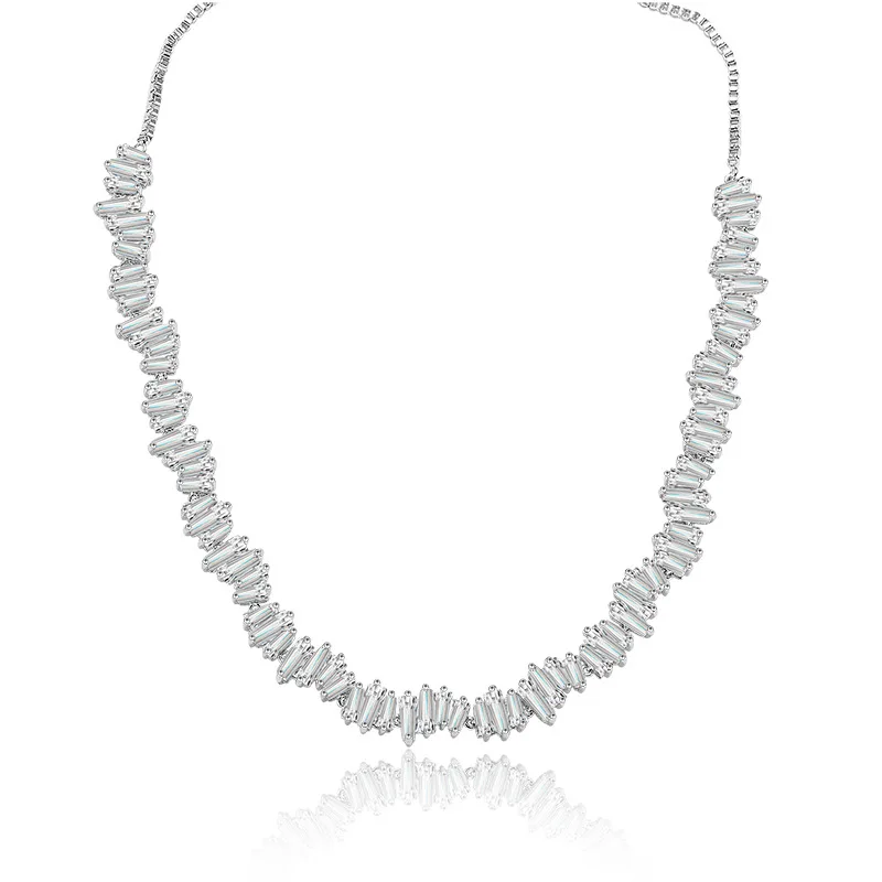 

2021 New Style Zircon Woman Silver Diamond Necklace Women Elegant Necklace, Silver/gold/rose gold