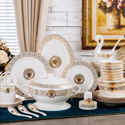 Hot Selling 60 Pcs Western Royal Porcelain Versacs Bone China Dinnerware sets