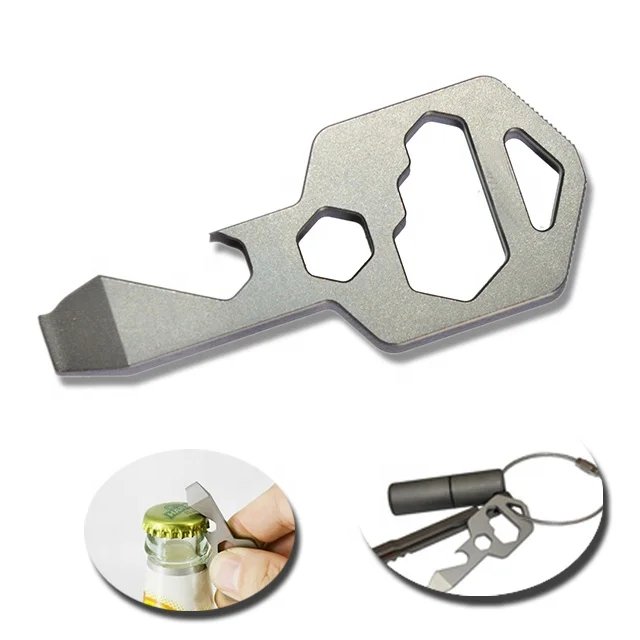 

custom titanium EDC camping pocket keychain tool bottle opener key multitool