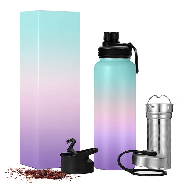 Image of Hot sale vaccum insulated personalized metal thermo flask with tea filter hiking stainless steel sports water bottle