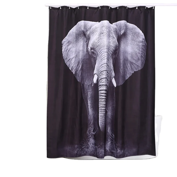 

2021 Design Waterproof Polyester Fabric Digital Printed Shower Curtain with Bathroom Set