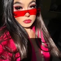 

2019 Fashion Luxury Trending Brand Designer Red Pink Clear Small Rectangle Lens Personality Sunglasses Sun Glasses