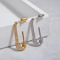 

Punk Safety Pin Gold Stud Earrings Rhinestone Glitter Geometric Earrings for Women and Men Stylish Earrings Studs 2019 Trendy
