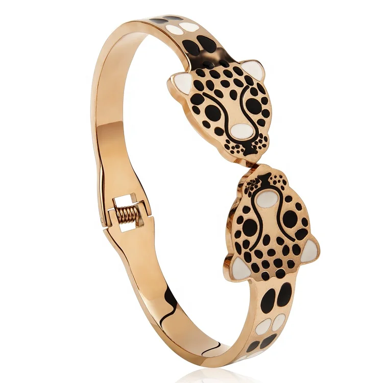 

Charare rose gold plated stainless steel leopard bracelet jewelry for women