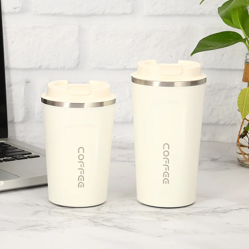 

380Ml 510Ml Custom Logo Double Wall Stainless Steel Metal Insulated Small Travel Coffee Cup Vacuum Coffee Mugs With Lid, Slive, customized