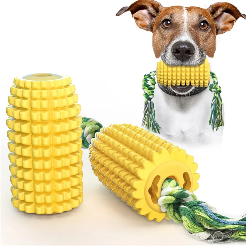 

Pet Toys Corn Shaped Rubber Dog Toothbrush Molar Stick Play Toy, Yellow