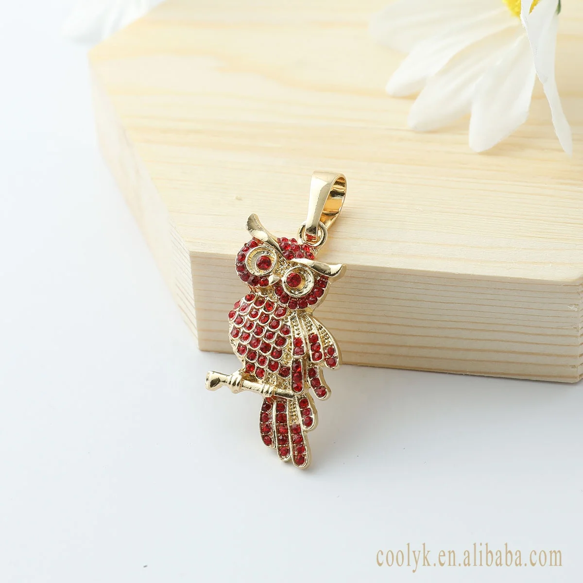 

Gold Animal Pendant Necklace Fashion Jewelry Full Diamonds Owl Pendant Charm Pendants Zircon Copper Alloy Claw Setting Cute Y.K