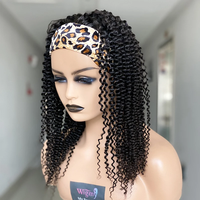 

New Arrival afro kinky curly 150% brazilian none lace machine made glueless headband human hair wigs