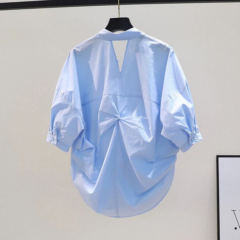 Boutique Wholesale 2026 Summer New Korean Version Loose Pleated Short Sleeved Anti-aging Women's Shirt