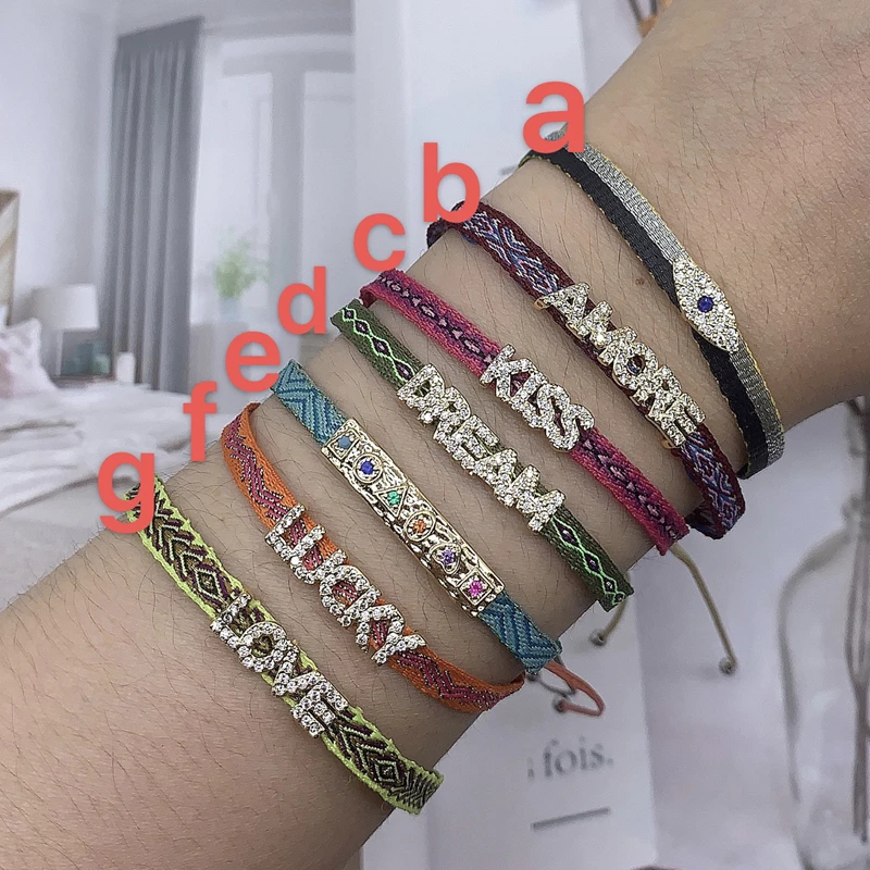 

Jewelry Alphabet Letter word hand strap plating eyes hand-woven handmade bracelet