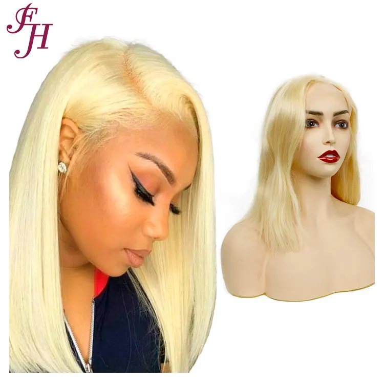 

FH supplier wholesale short human hair lace frontal wig russian virgin human hair bob wigs short blonde virgin human hair wigs