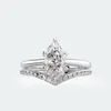 Mengmingna two in one ring six claw setting 5*10mm AAA CZ STONE set silver 925 women jewelry ring