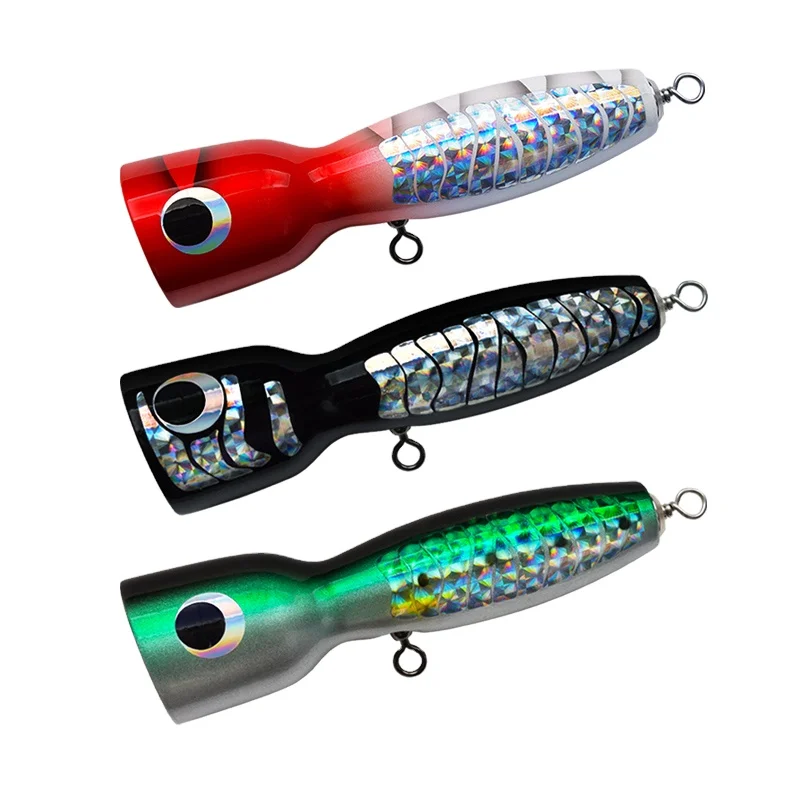 

Popper Fishing Lures Artificial Hard Baits 80g Floating Wooden Fishing Popper Lures Saltwater