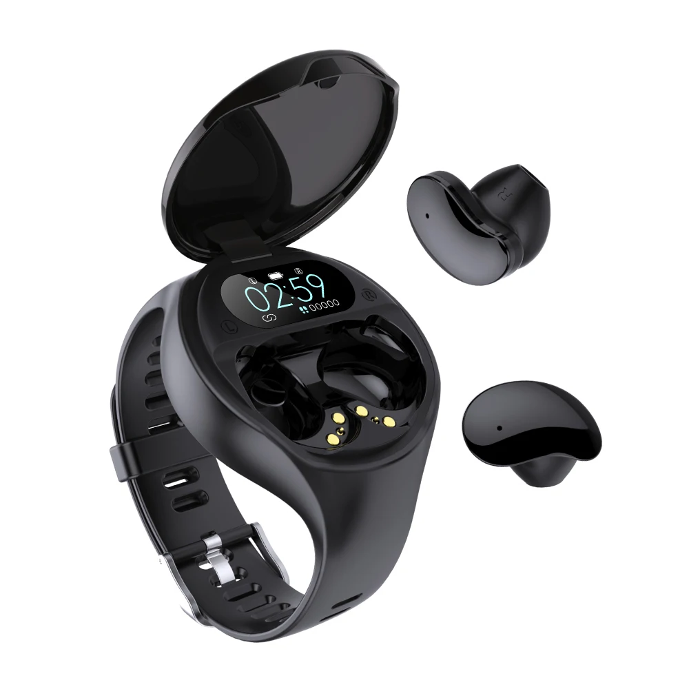 

Popular Fitness Health Detect 2in1 Black Smart Watch Bluetooth Wireless Earphone