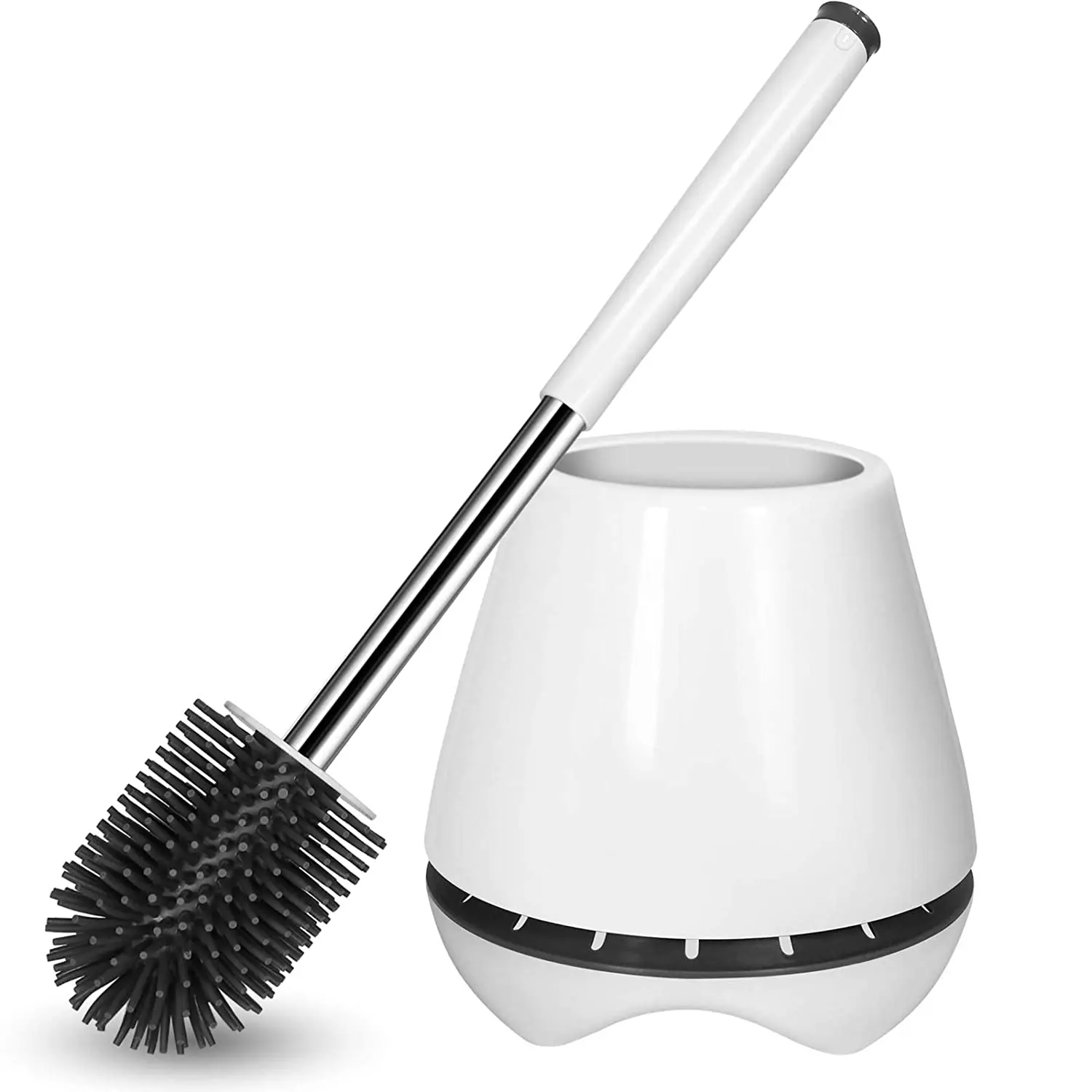 

Extra Large Black Silicone Toilet Brush With Plastic Holder and Tweezers