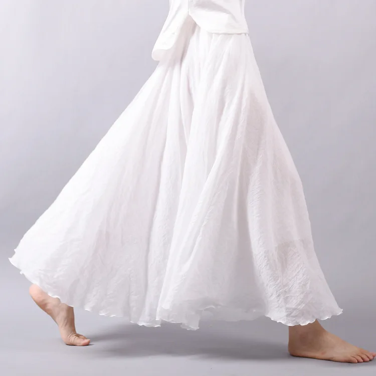 

Drop shipping Fashion Women Maxi Cotton Skirt Linen Long Elastic Waist Beach Vintage Skirts A Line Skirts, Picture color