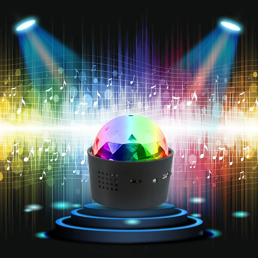 Mini Wireless Disco Ball Light Sound Activated LED Party Strobe car Light Portable 3W 5V USB Rechargeable RGB DJ LED Stage Light