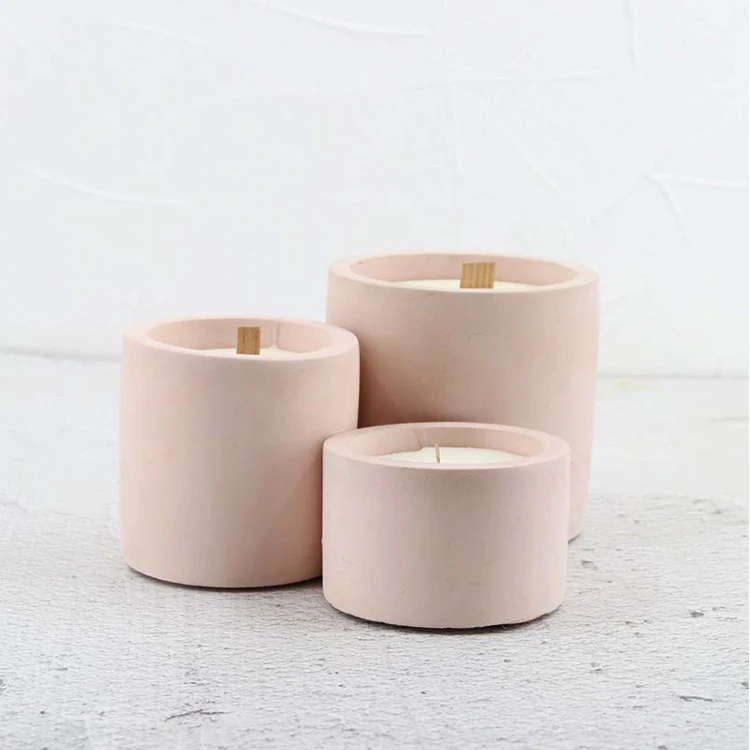 

Wholesale 4oz 5oz 8oz Custom Logo Round Empty Pink Cement Concrete Candle Jar for Candle Making