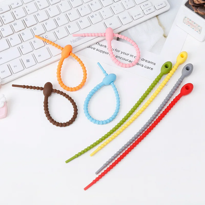 

Cable Cord Winder Ties Silicone Cable Tie Straps Hook Reusable Durable Loop Protector Tidy Organizer Wire Straps