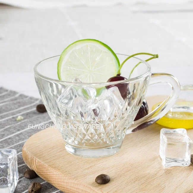 6盎司185毫升透明雕刻玻璃杯绝缘浓缩咖啡咖啡茶杯带手柄握把 - buy