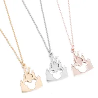 

2019 New Jewelry Fashion Design Stainless steel Cartoon land castle mickey head Hollow Pendant Necklace