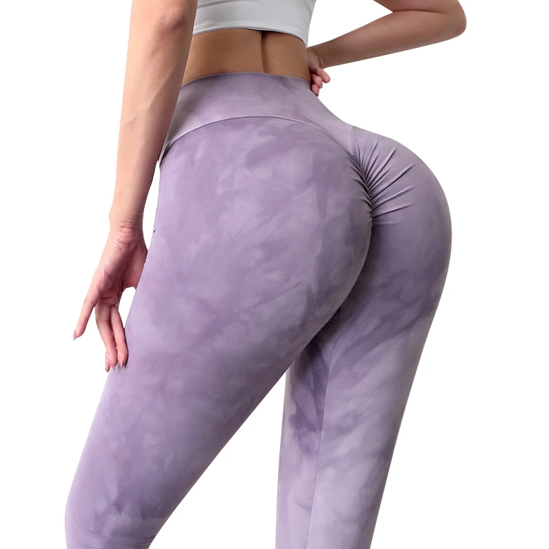 

Women Tie Dye Scrunch Butt Quick Dry Fitness Gym Performance Leggings, Picture show