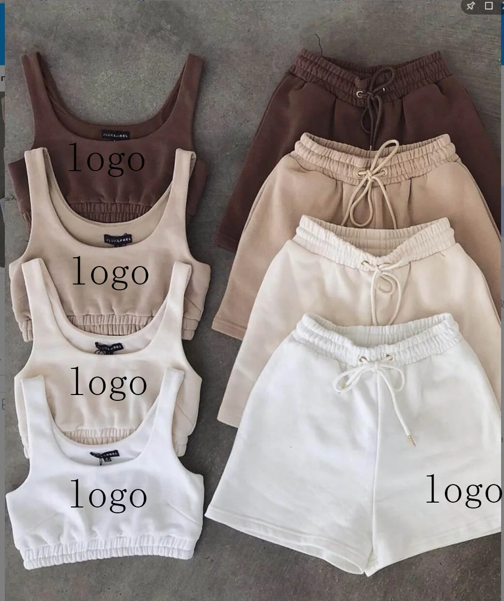 

brand logo 2021 summer short sets breathable women joggers 2 piece pant sets crop top sports sweat suits summer women trucksuits