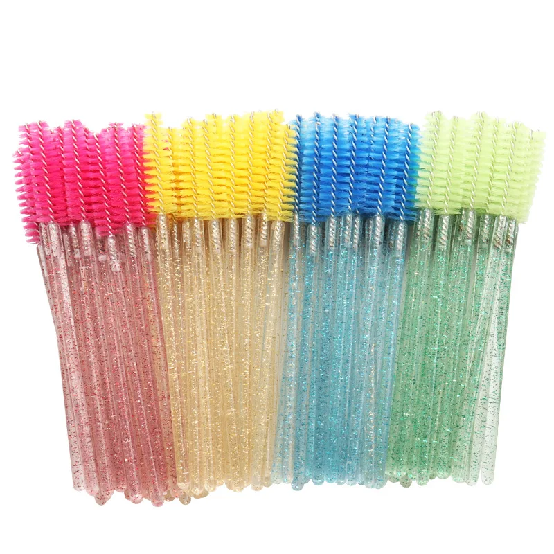 Private Label Crystal Handle Lash Brush Make Up Brushes Eyelashes Lashes Mascara Wand, Blue/pink/rose red/yellow