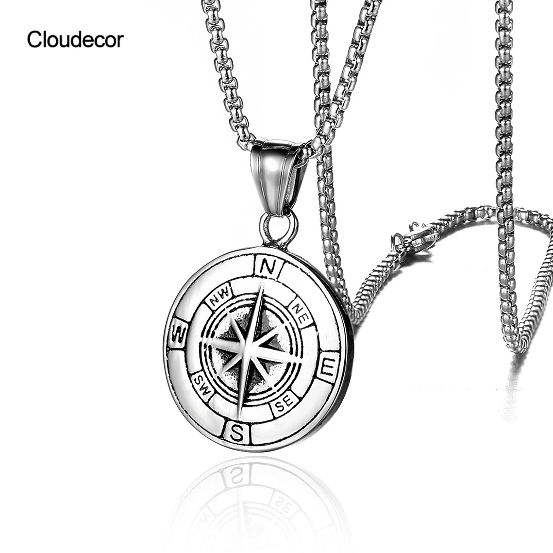 

Vintage Stainless Steel Compass Necklace Pendant Jewelry For Men Trendy Compass Pendant Necklace Men Necklace Hip Hop, 18k gold
