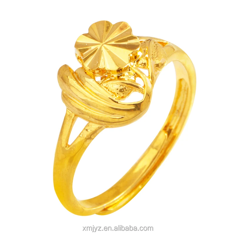 

Simple Brass Gold-Plated Flower Open Female Ring Fashion Japanese And Korean Ring Female Factory Direct Sales