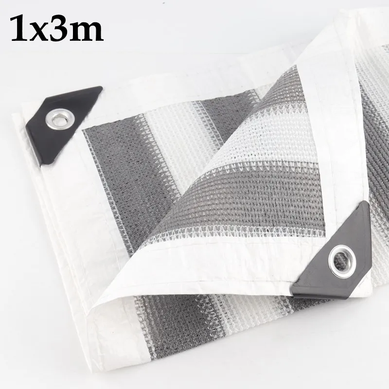 

1x3m (3.3ftx9.84ft) 80% Shading Grey White Stripe HDPE Garden Enclosure Net Balcony Sunshade Privacy Net Garages Canopy Net