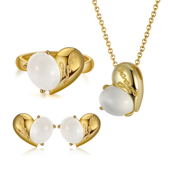 

RINNTIN GMN08 Sterling Silver 925 Genuine Natural Moonstone Gemstone Pendant Moonstone Heart Necklace Set for Women Girls