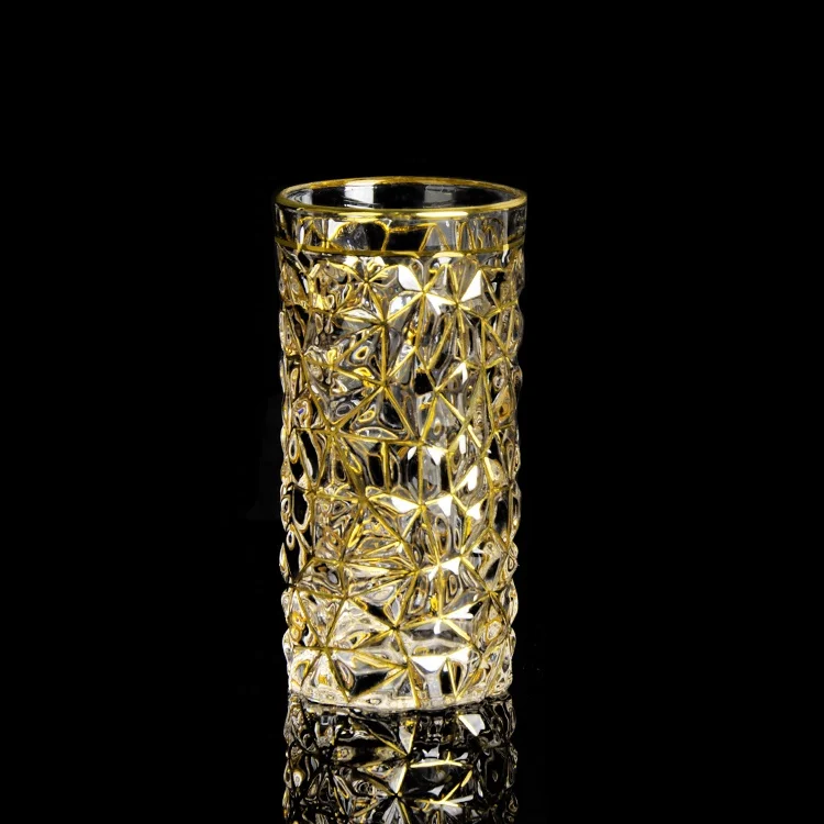 

manufacture factory outlet luxury highball crystal glass wine cup with gold line