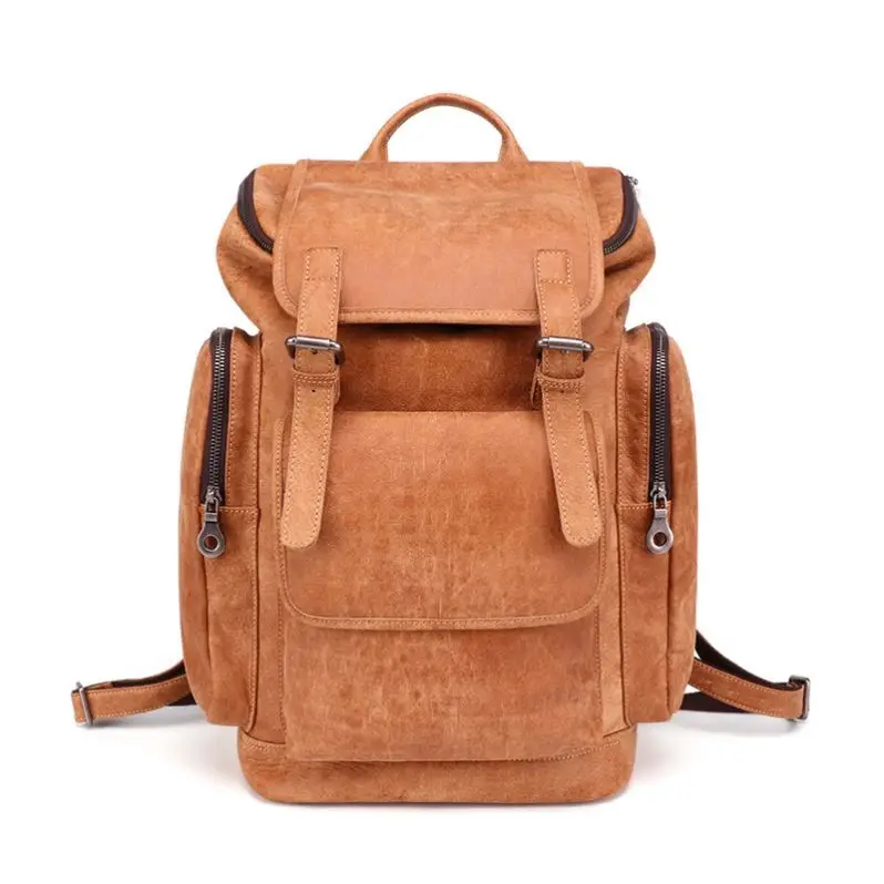 

High quality OEM Mens Vintage Full Grain Leather Rucksack Backpack, As picture show or custom