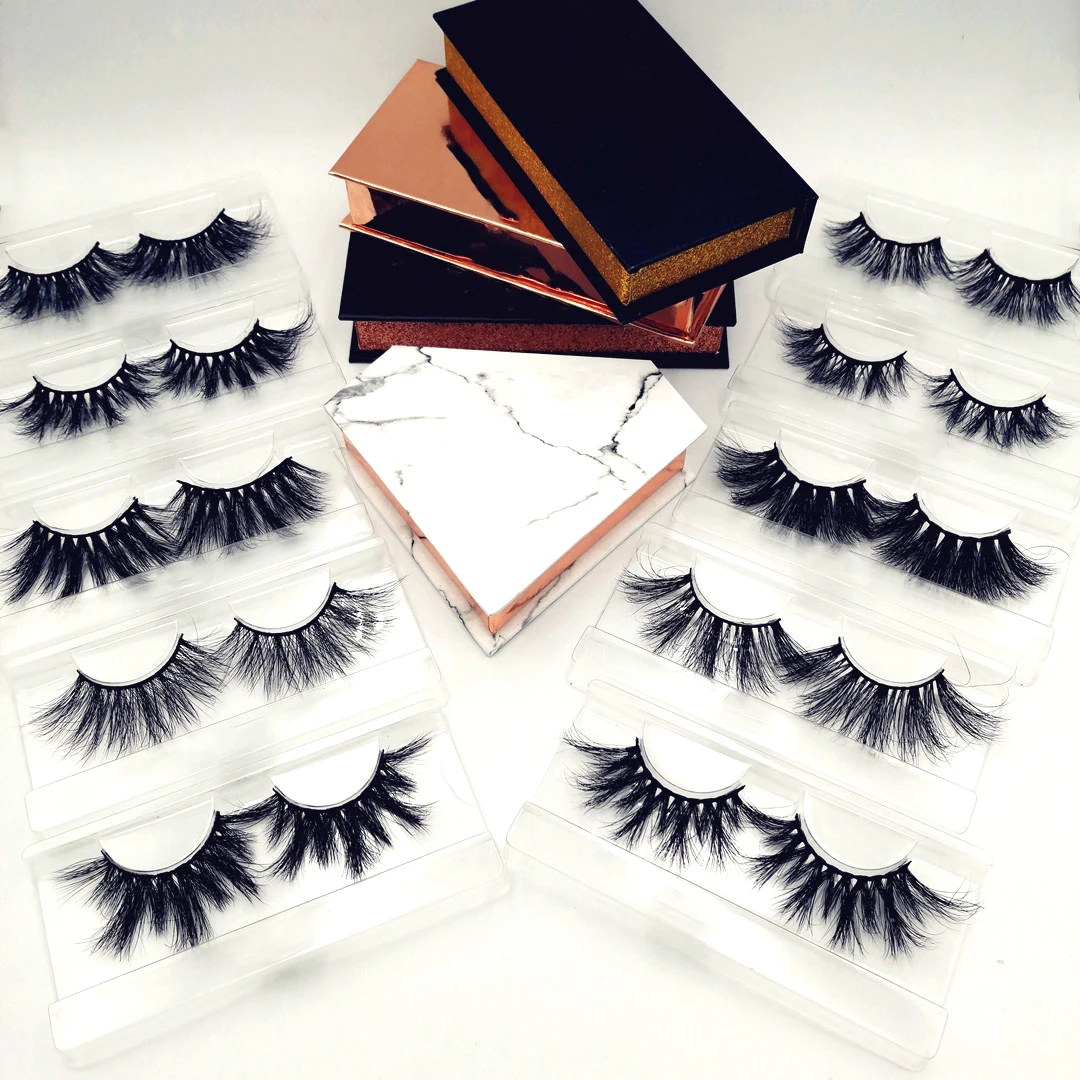 

New Style Popular Fluffy 25 3d mm Factory Price 100% Cruelty Free Real Mink Eyelash Cases Vendors Private Label Custom Lash Box, Natural black