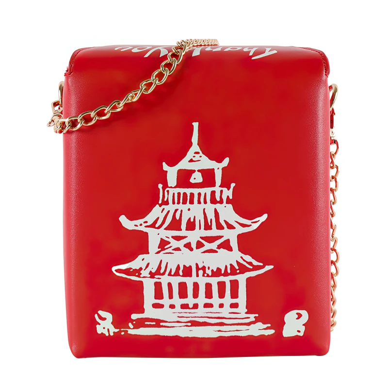 

Fashion Crossbody Bag Shoulder Chain Bag for Girl womens Bucket messenger Bag Chinese Takeout Box Purse Pu Leather Women Handbag