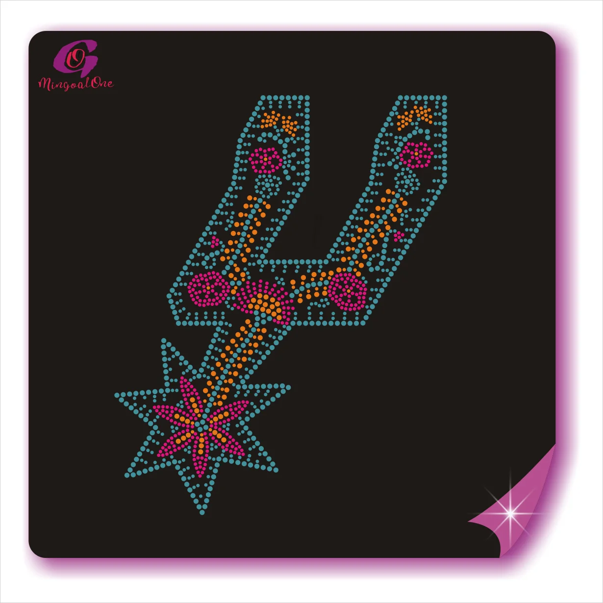 

Colorful Sport Team Spurs Hot Fix Rhinestone Transfer Popular Bling Team Logo Rhinestone Heat Transfer Design, Select from color chart