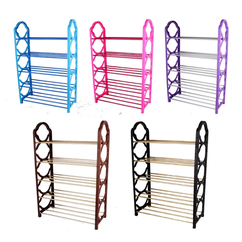 
Factory wholesale cheap five layer simple assembly plastic shoe rack 