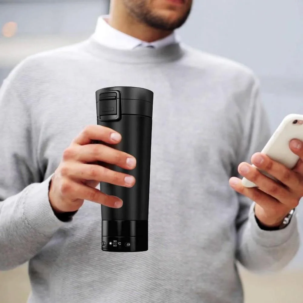 

2020 Redsalmon Smart Temperature Control Travel Mug , lithium battery electric heated coffee Mug ,can be a power bank, Black &white