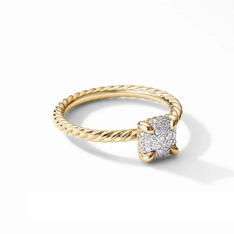 

Trendy Custom 925 Sterling Silver Jewelry 18K 14K Gold Plated Pave Ring