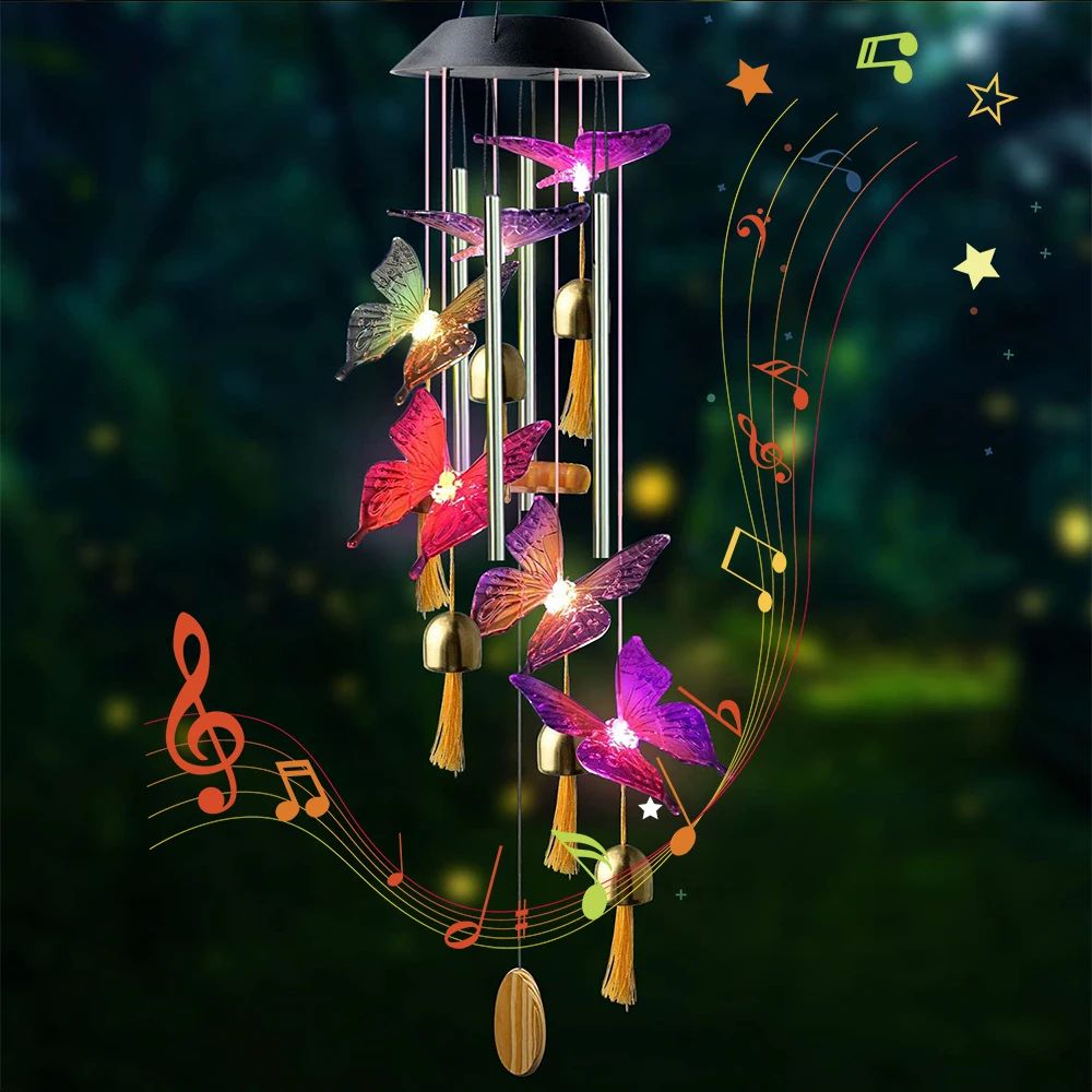 

holiday christmas tree led lights for room decoration solar wind chime hanging garden lights