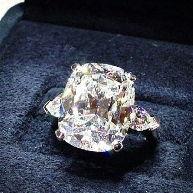 

luxury punk ring air cushion cut 8ct Zircon cz engagement ring ladies party jewelry rings for women