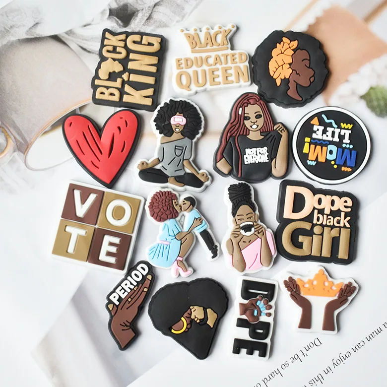 

2021 Summer sandals charms for black lives matter soft PVC shoes charm For Crocks Clog lady accessories cheap custom, As picture