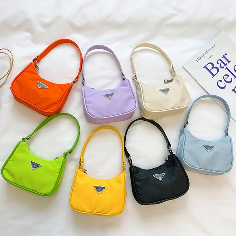 

children handbags 2021 new small fragrance style rhombic chain girl messenger bag Colorful mini designer nylon kids shoulder, Blue,ricewhite,orange,green,purple,yellow,black