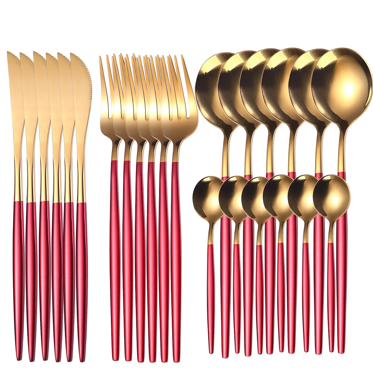 

LT148 Hot Selling 24 pcs Gold Flatware Set Stainless Steel Cutlery Set Western Food Spoon Knife Fork Set, See pictures