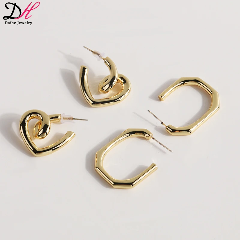 

21524 Earring Punk Jewelry 18k Gold Earings Set Hip Hoop Earrings For Women 2021, As picture