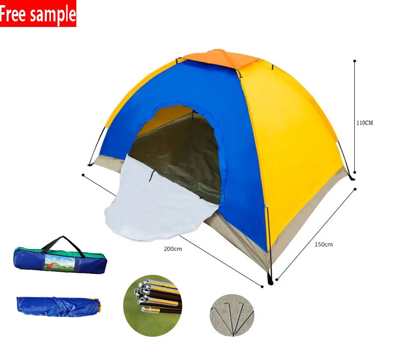 

Outdoor Tent 2-3 Persons Full-automatic Double Beach Camping Simple Multi-person Rainproof Camping Tent, Ping+yellow/green+orange